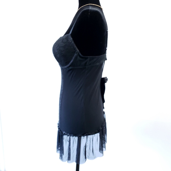 Lingerie Floral Lace Top Ruffle Sheer Built in Bra - Picture 2 of 3